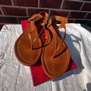 Tory Burch Minnie Travel Sandal Brown Convertible Thong Sandal